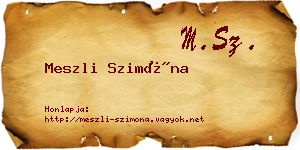Meszli Szimóna névjegykártya